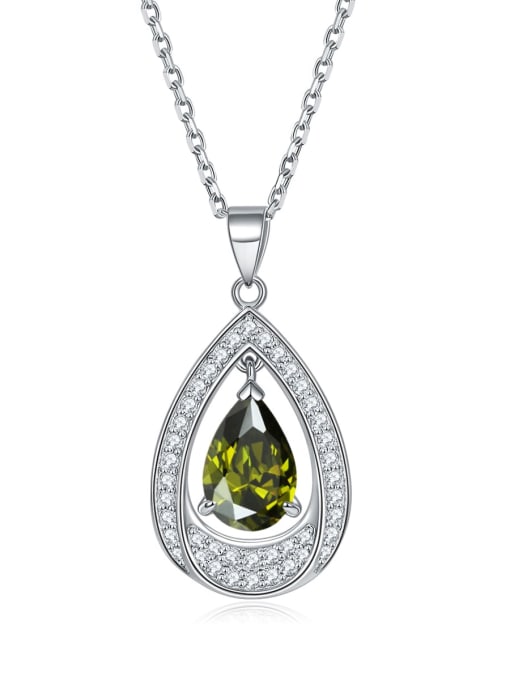 Olive [Gemini] 925 Sterling Silver Birthstone Water Drop Dainty Necklace